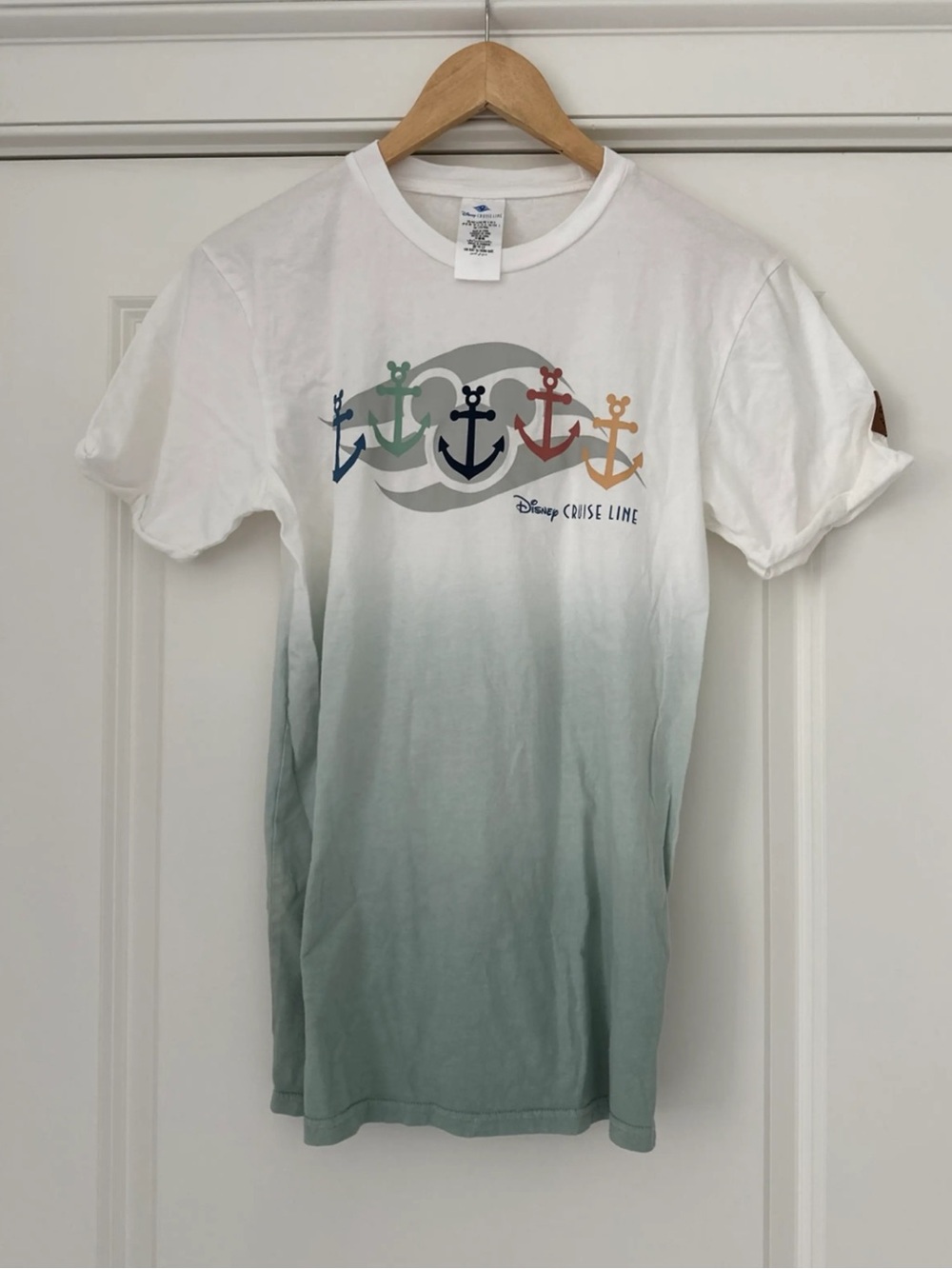 Disney Cruise Line Ombre Anchor Short Sleeve Tee - White to Seafoam
